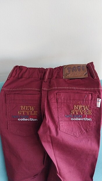 7_8 yaş bordo ince kanvars pantolon - Görsel 3