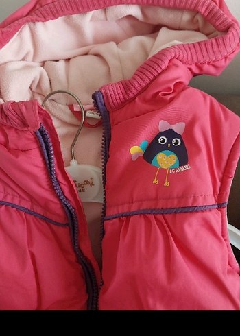 Kız Çocuk Pembe  Kapüşonlu Şişme Yelek 5_6 yaş - Görsel 2