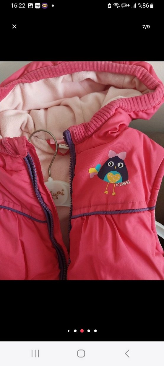 Kız Çocuk Pembe  Kapüşonlu Şişme Yelek 5_6 yaş - Görsel 2