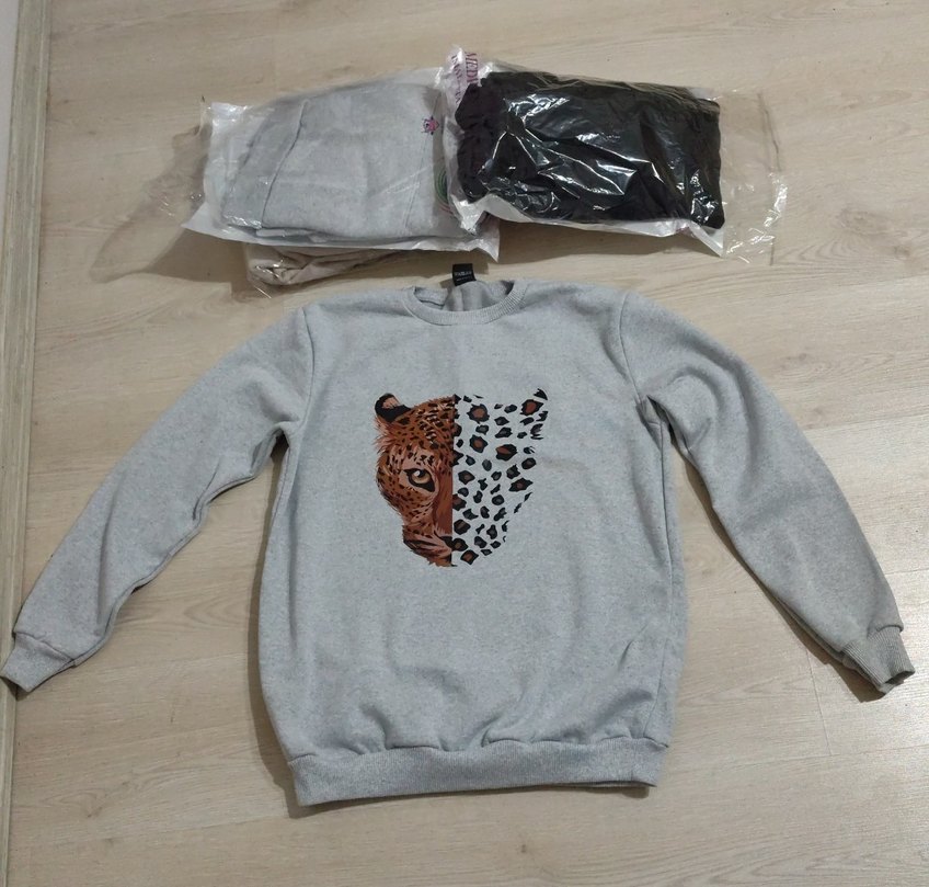 Gri Loose Fit Kadın Sweatshirt - Görsel 2