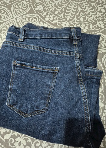 40 Beden Lacivert Midi Bol Kesim Kadın Kot Pantolon