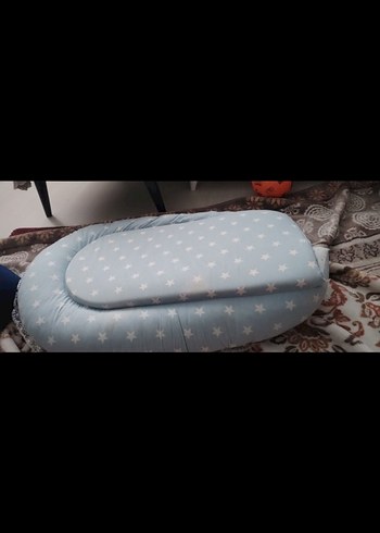 BabyJem Gri Yıldız Desenli Bebek Uyku Yatağı