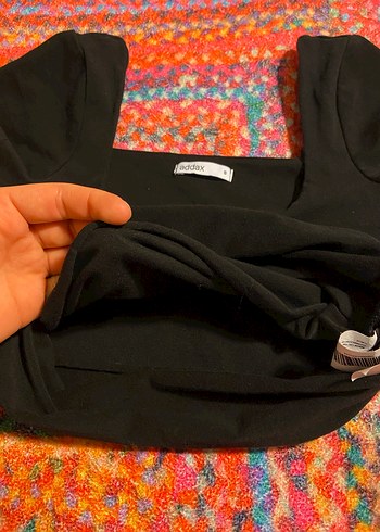 ADDAX Kadın göğüs kısmı astarlı kare yaka crop top - Görsel 3