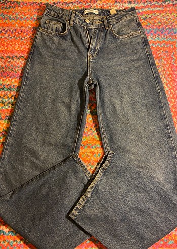 ADDAX Kadın çok renkli Bol Kesim Midi Denim Pantolon - Görsel 3