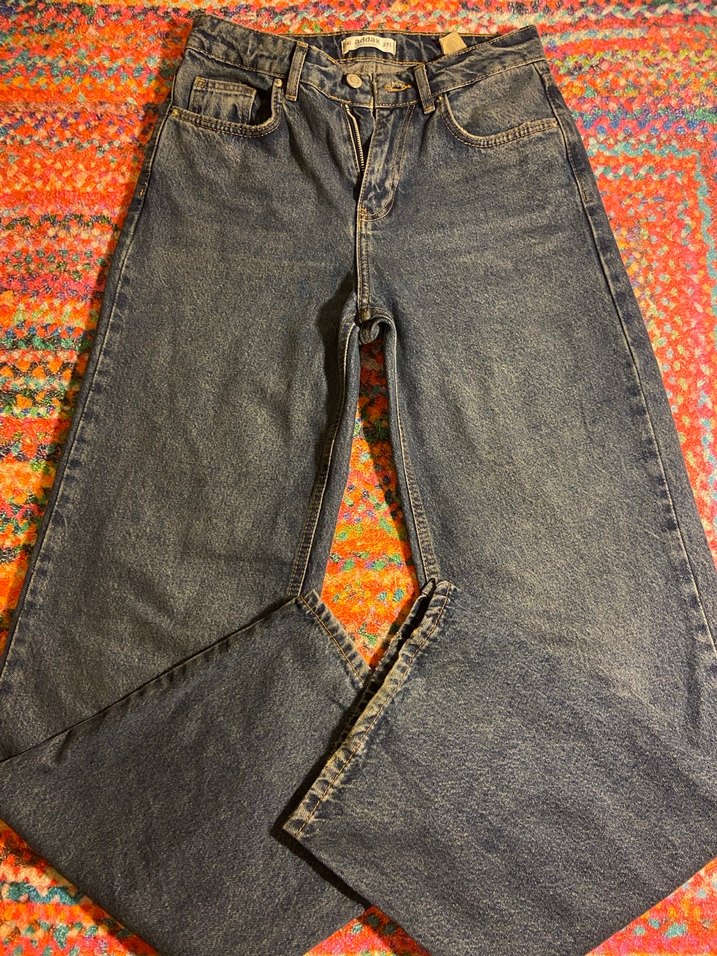 ADDAX Kadın çok renkli Bol Kesim Midi Denim Pantolon - Görsel 3