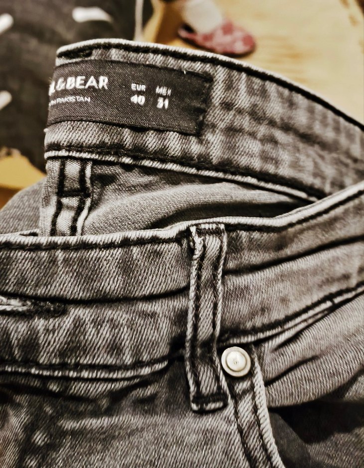 Siyah Kadın Jean Pantolon paça lastikli - Görsel 2