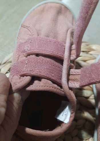 pembe cırt cırtlı kız çocuk ayakkabı kot kumaştan - Görsel 3