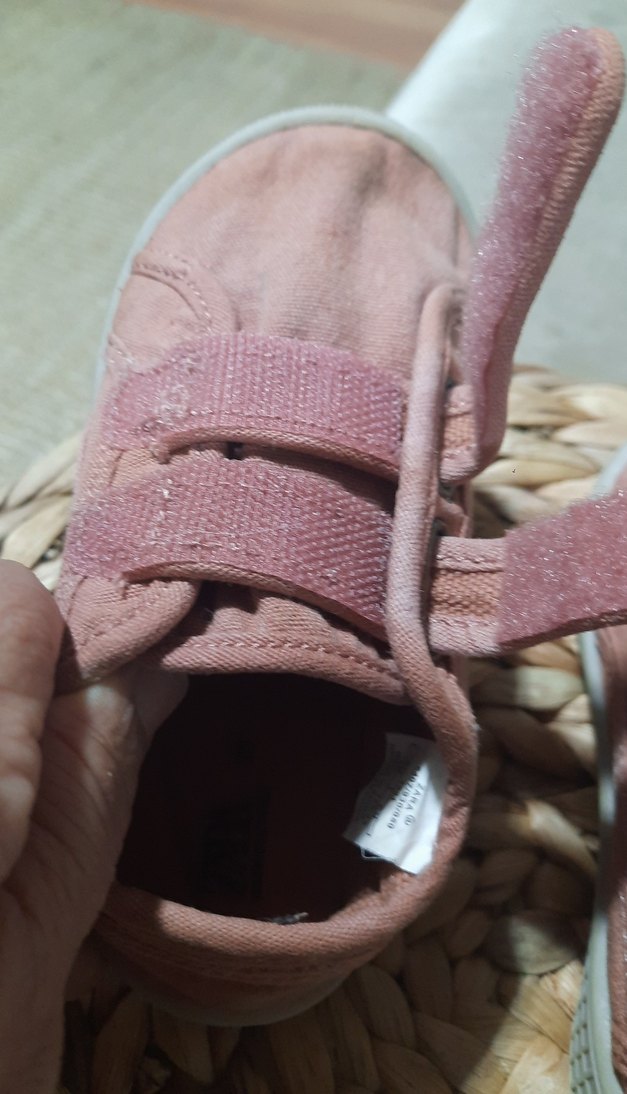 pembe cırt cırtlı kız çocuk ayakkabı kot kumaştan - Görsel 3