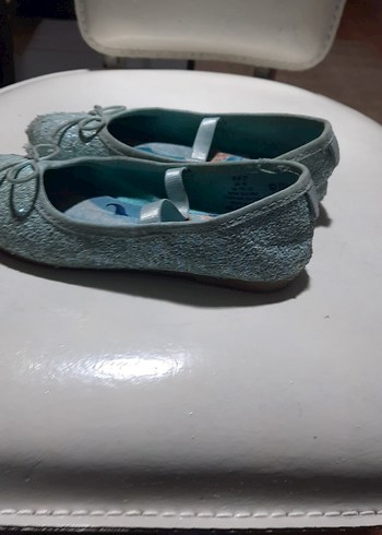 DİSNEY simli Parlak Mavi Kız Çocuk Babet Ayakkabı - Görsel 3