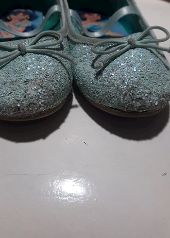 DİSNEY simli Parlak Mavi Kız Çocuk Babet Ayakkabı - Görsel 6