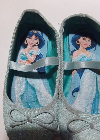 DİSNEY simli Parlak Mavi Kız Çocuk Babet Ayakkabı - Görsel 2
