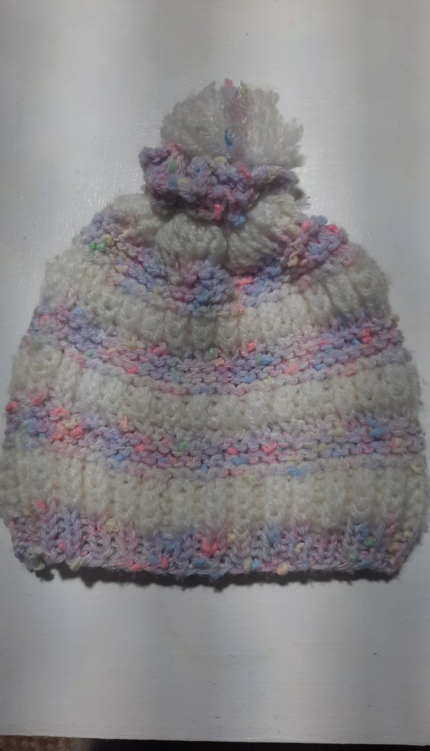 kız çocuk el örgüsü Beyaz Triko Bere - Görsel 2