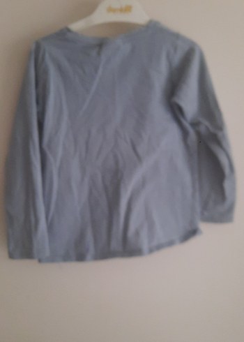 Uzun Kollu Kuş Baskılı Gri Kız Tişörtü - Görsel 6