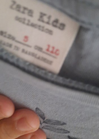 Uzun Kollu Kuş Baskılı Gri Kız Tişörtü - Görsel 5