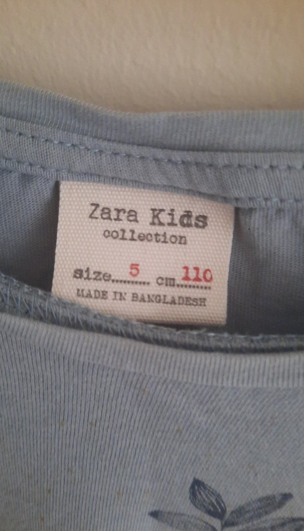 Uzun Kollu Kuş Baskılı Gri Kız Tişörtü - Görsel 4