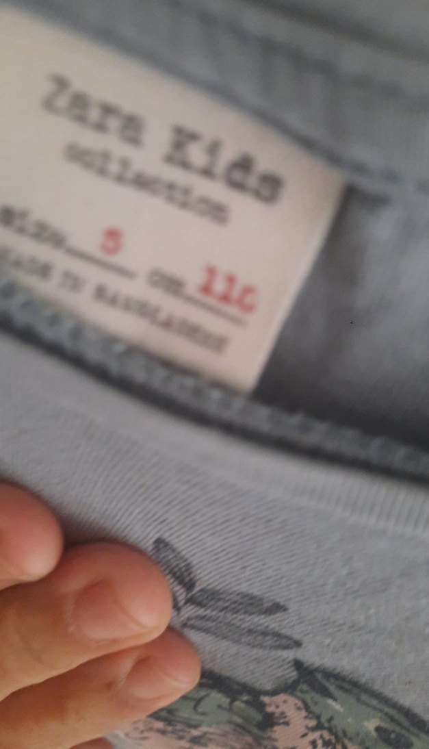 Uzun Kollu Kuş Baskılı Gri Kız Tişörtü - Görsel 5