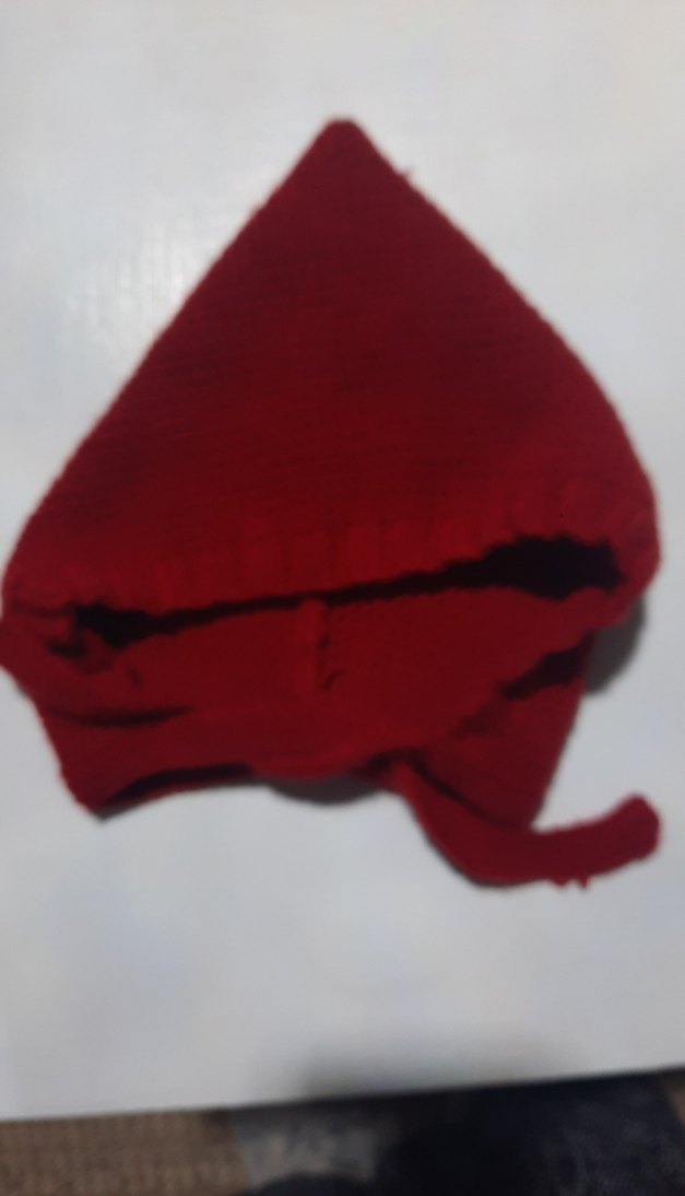 koyu Kırmızı el Örgüsü Kız çocuk bere kırmızı başlıklı kız şapka - Görsel 2