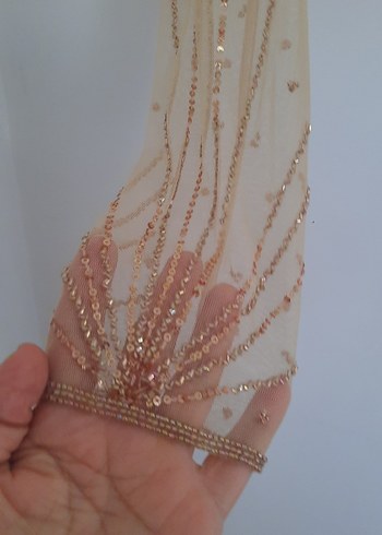 Bej pul işlemeli mango Kadın Bluz bolero mini ceket abiye - Görsel 7