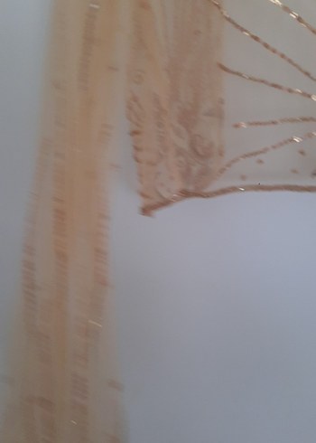 Bej pul işlemeli mango Kadın Bluz bolero mini ceket abiye - Görsel 8