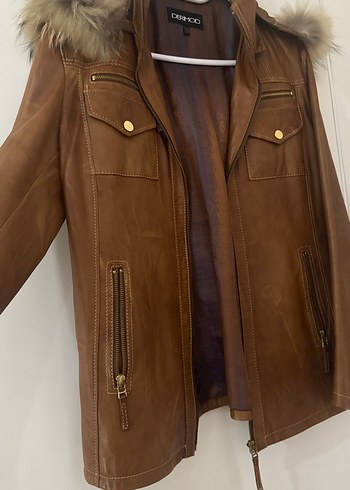 Kahverengi Kürklü Deri Ceket - Görsel 3