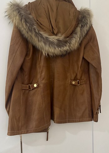 Kahverengi Kürklü Deri Ceket - Görsel 4