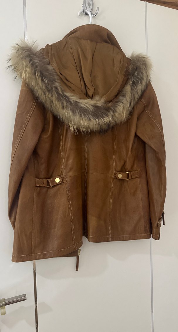Kahverengi Kürklü Deri Ceket - Görsel 4