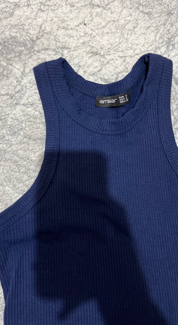 Kadın Lacivert Yüksek Yakalı Triko Atlet - Görsel 2