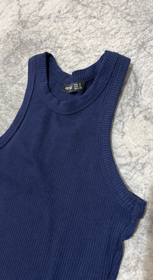 Kadın Lacivert Yüksek Yakalı Triko Atlet - Görsel 3