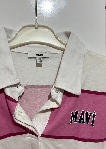 Mavi Beyaz-Pembe Çizgili Kısa Kollu Tişört - Görsel 2