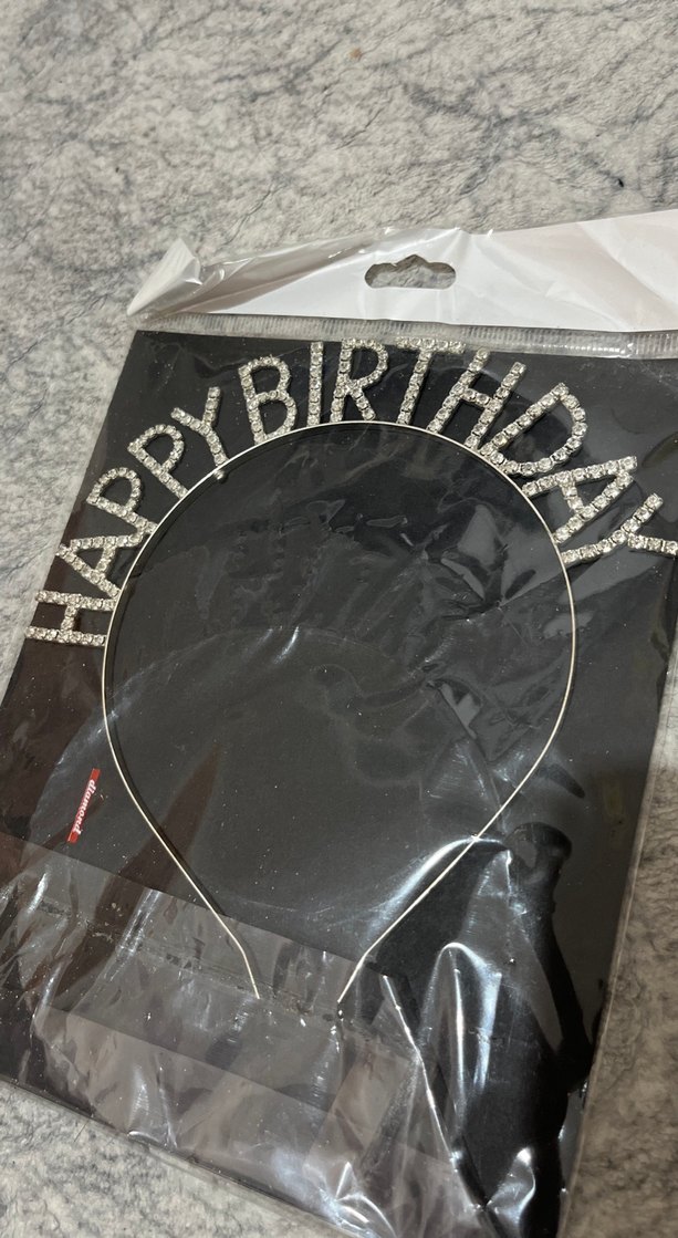 Siyah Parlak Taşlı Doğum Günü Taç - Görsel 2