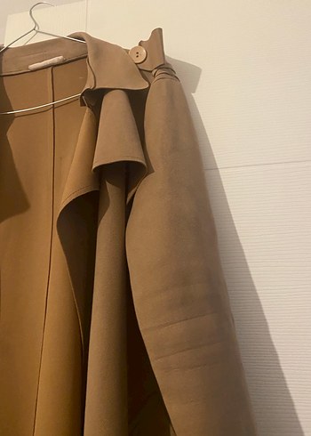 xl Beden ten rengi Renk Bej Kadın Süet Uzun Trench Coat
