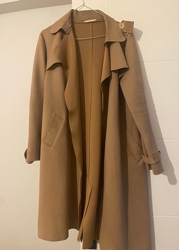 Batik Bej Kadın Süet Uzun Trench Coat