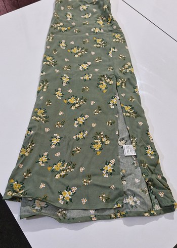 Yeşil Çiçek Desenli Bohem Midi Etek - Görsel 2