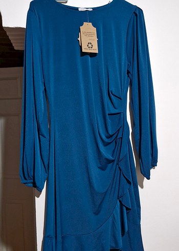 Drapeli mini Elbise - Görsel 2