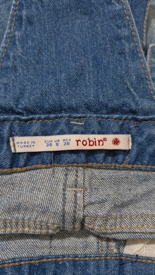 Nakışlı Kot Mini Salopet Şort - Görsel 3