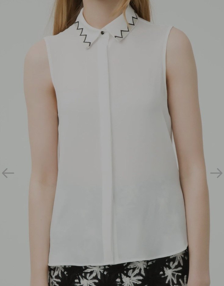 Düğmeli Beyaz Kolsuz Kadın Gömlek - Görsel 2