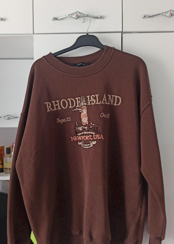 Kadın Kahverengi Baskılı Sweatshirt