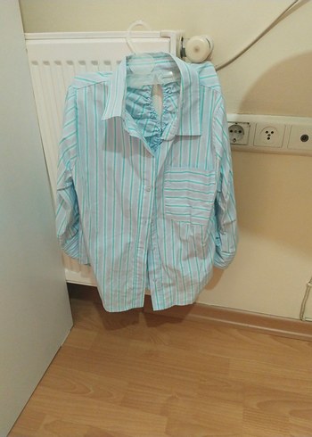 Mavi Çizgili kız cocuk Gömlek - Görsel 2