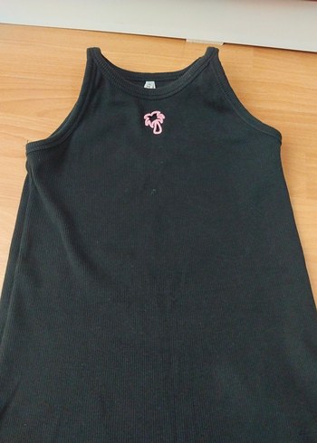 Kız Çocuk Siyah Düğmeli Kolsuz Tişört - Görsel 2