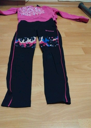 Kız Çocuk Pembe Baskılı Sweatshirt ve Siyah Eşofman - Görsel 2