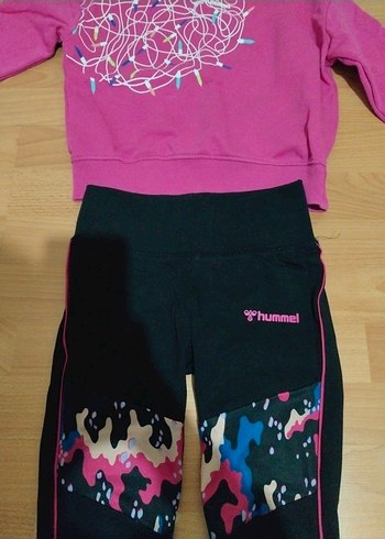 Kız Çocuk Pembe Baskılı Sweatshirt ve Siyah Eşofman - Görsel 3