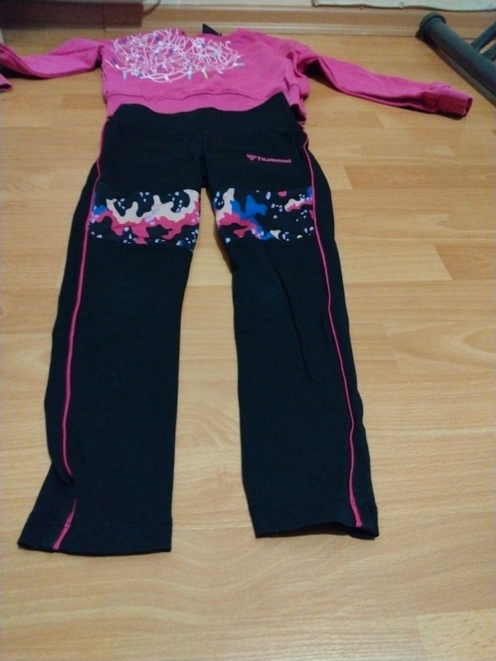 Kız Çocuk Pembe Baskılı Sweatshirt ve Siyah Eşofman - Görsel 2