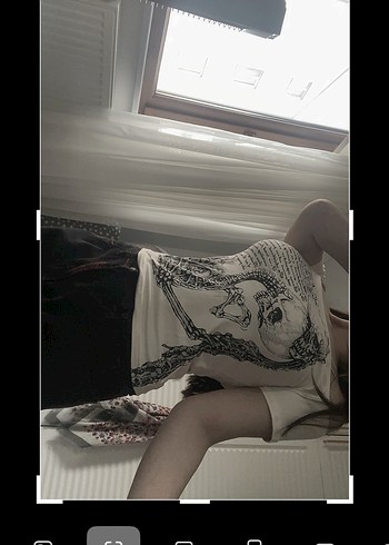 m Beden Gothic y2k skull Baskılı Siyah Straplez Kadın Tişört