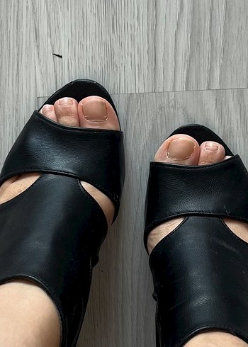 Siyah Kadın Platform Topuklu Sandalet - Görsel 3