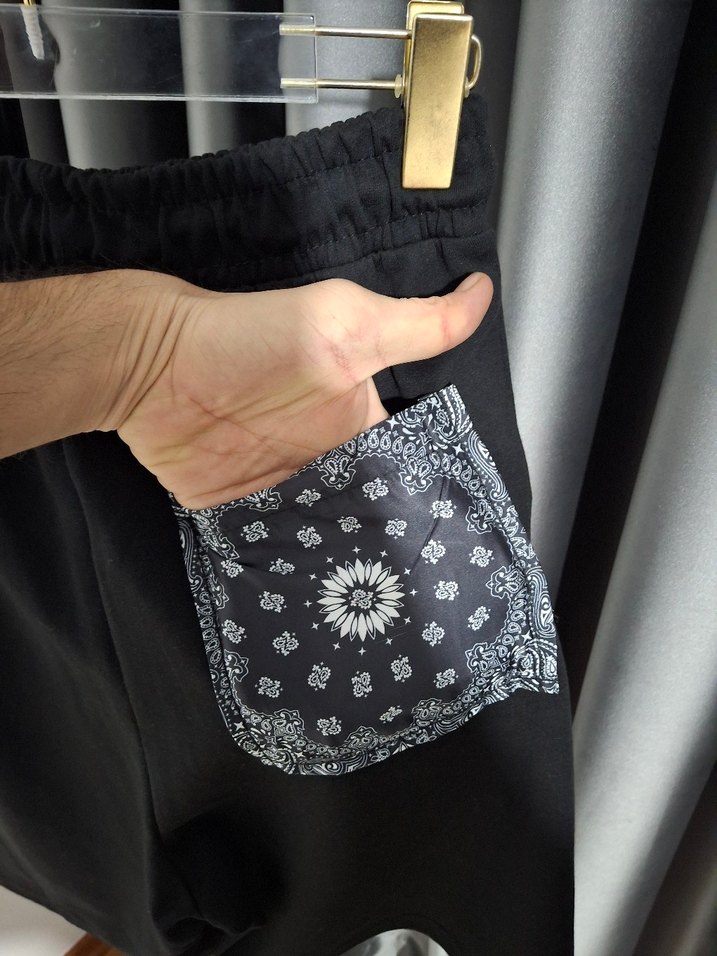 Siyah Baskılı Kısa Kollu Oversize şört takım - Görsel 5