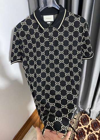 Erkek Siyah Desenli Polo Yaka Tişört - Görsel 4