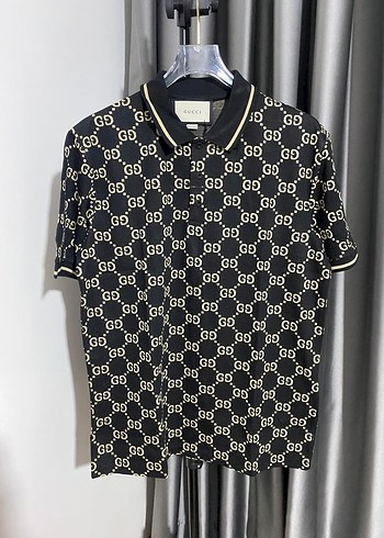 Erkek Siyah Desenli Polo Yaka Tişört - Görsel 2
