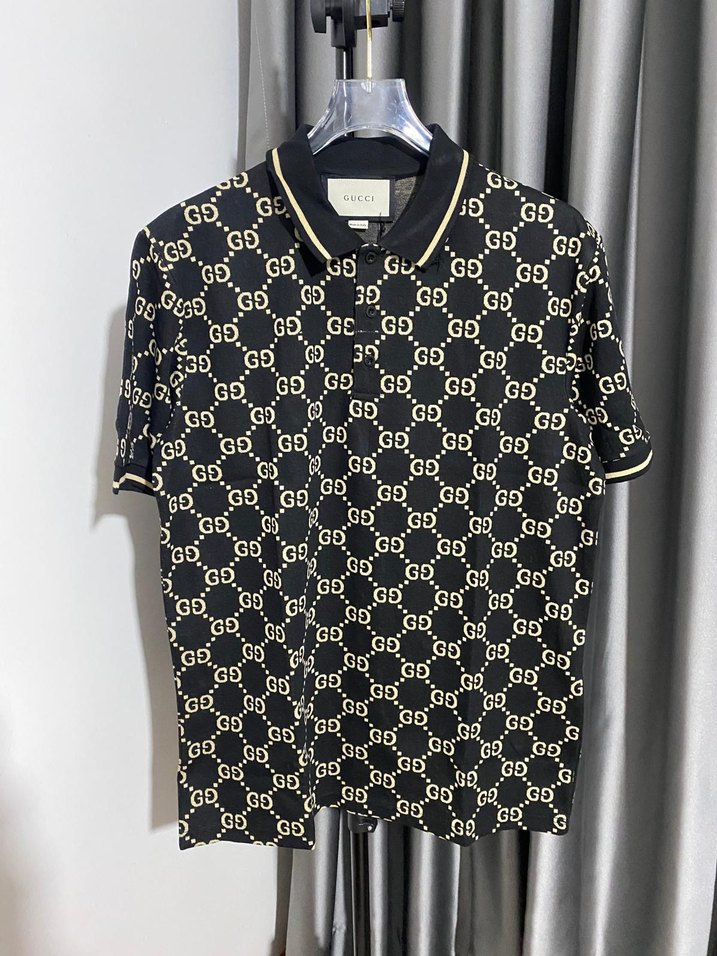 Erkek Siyah Desenli Polo Yaka Tişört - Görsel 2