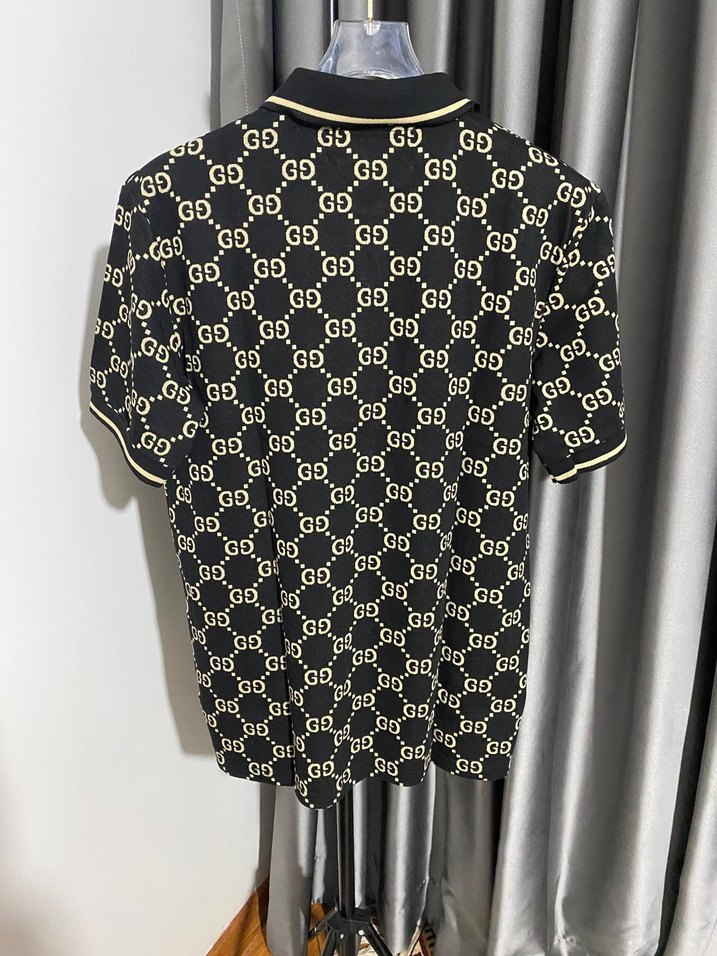 Erkek Siyah Desenli Polo Yaka Tişört - Görsel 3