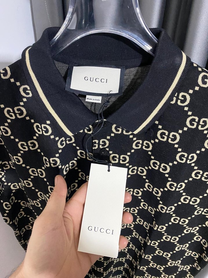 Erkek Siyah Desenli Polo Yaka Tişört - Görsel 5